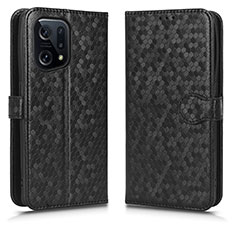 Custodia Portafoglio In Pelle Cover con Supporto C01X per Oppo Find X5 5G Nero