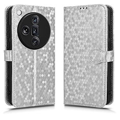 Custodia Portafoglio In Pelle Cover con Supporto C01X per Oppo Find X7 Ultra 5G Argento