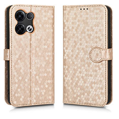 Custodia Portafoglio In Pelle Cover con Supporto C01X per Oppo Reno8 Pro 5G Oro