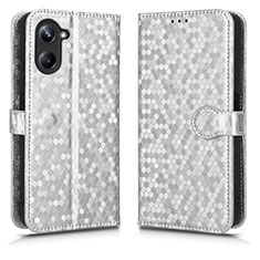 Custodia Portafoglio In Pelle Cover con Supporto C01X per Realme 10 4G Argento