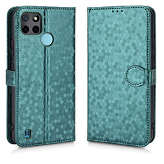 Custodia Portafoglio In Pelle Cover con Supporto C01X per Realme C25Y India Verde