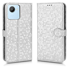 Custodia Portafoglio In Pelle Cover con Supporto C01X per Realme C30s Argento