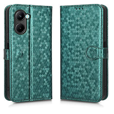 Custodia Portafoglio In Pelle Cover con Supporto C01X per Realme C33 Verde