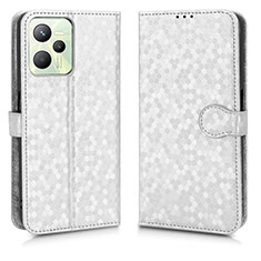 Custodia Portafoglio In Pelle Cover con Supporto C01X per Realme C35 Argento