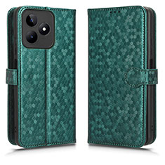 Custodia Portafoglio In Pelle Cover con Supporto C01X per Realme C51 Verde