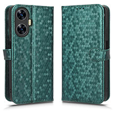 Custodia Portafoglio In Pelle Cover con Supporto C01X per Realme C55 Verde