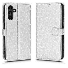 Custodia Portafoglio In Pelle Cover con Supporto C01X per Samsung Galaxy A04s Argento