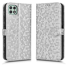 Custodia Portafoglio In Pelle Cover con Supporto C01X per Samsung Galaxy A22s 5G Argento