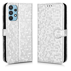 Custodia Portafoglio In Pelle Cover con Supporto C01X per Samsung Galaxy A32 4G Argento