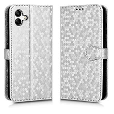 Custodia Portafoglio In Pelle Cover con Supporto C01X per Samsung Galaxy F04 Argento