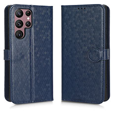 Custodia Portafoglio In Pelle Cover con Supporto C01X per Samsung Galaxy S23 Ultra 5G Blu