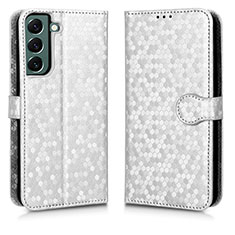 Custodia Portafoglio In Pelle Cover con Supporto C01X per Samsung Galaxy S24 5G Argento