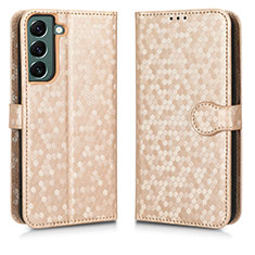 Custodia Portafoglio In Pelle Cover con Supporto C01X per Samsung Galaxy S25 Plus 5G Oro