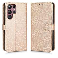 Custodia Portafoglio In Pelle Cover con Supporto C01X per Samsung Galaxy S25 Ultra 5G Oro