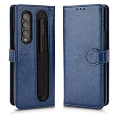 Custodia Portafoglio In Pelle Cover con Supporto C01X per Samsung Galaxy Z Fold3 5G Blu