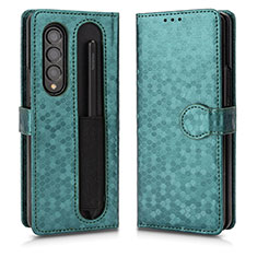 Custodia Portafoglio In Pelle Cover con Supporto C01X per Samsung Galaxy Z Fold3 5G Verde