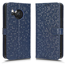 Custodia Portafoglio In Pelle Cover con Supporto C01X per Sharp Aquos R8 Blu