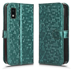 Custodia Portafoglio In Pelle Cover con Supporto C01X per Sharp Aquos wish3 Verde