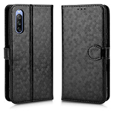 Custodia Portafoglio In Pelle Cover con Supporto C01X per Sony Xperia 10 III Nero