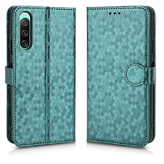 Custodia Portafoglio In Pelle Cover con Supporto C01X per Sony Xperia 10 IV Verde