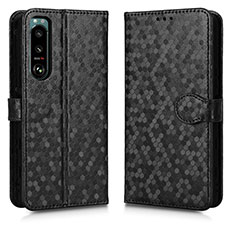 Custodia Portafoglio In Pelle Cover con Supporto C01X per Sony Xperia 5 III Nero