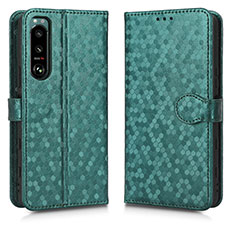 Custodia Portafoglio In Pelle Cover con Supporto C01X per Sony Xperia 5 III Verde