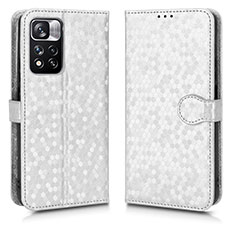 Custodia Portafoglio In Pelle Cover con Supporto C01X per Xiaomi Mi 11i 5G (2022) Argento