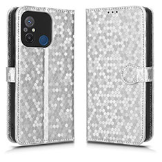 Custodia Portafoglio In Pelle Cover con Supporto C01X per Xiaomi Poco C55 Argento