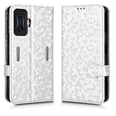 Custodia Portafoglio In Pelle Cover con Supporto C01X per Xiaomi Poco F4 GT 5G Argento