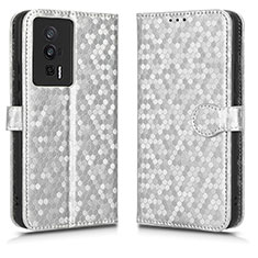 Custodia Portafoglio In Pelle Cover con Supporto C01X per Xiaomi Poco F5 Pro 5G Argento