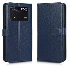 Custodia Portafoglio In Pelle Cover con Supporto C01X per Xiaomi Poco M4 Pro 4G Blu