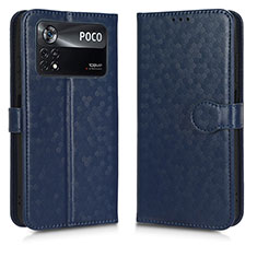 Custodia Portafoglio In Pelle Cover con Supporto C01X per Xiaomi Poco X4 Pro 5G Blu