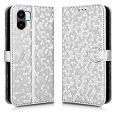 Custodia Portafoglio In Pelle Cover con Supporto C01X per Xiaomi Redmi A1 Argento