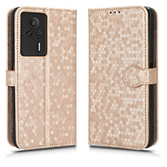 Custodia Portafoglio In Pelle Cover con Supporto C01X per Xiaomi Redmi K60E 5G Oro