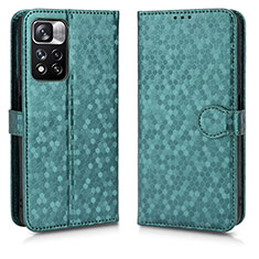 Custodia Portafoglio In Pelle Cover con Supporto C01X per Xiaomi Redmi Note 11 Pro+ Plus 5G Verde