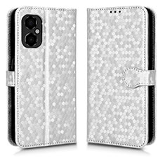 Custodia Portafoglio In Pelle Cover con Supporto C01X per Xiaomi Redmi Note 11R 5G Argento