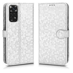 Custodia Portafoglio In Pelle Cover con Supporto C01X per Xiaomi Redmi Note 11S 4G Argento