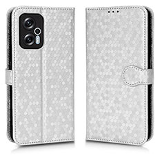 Custodia Portafoglio In Pelle Cover con Supporto C01X per Xiaomi Redmi Note 11T Pro 5G Argento