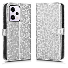 Custodia Portafoglio In Pelle Cover con Supporto C01X per Xiaomi Redmi Note 12 Explorer Argento