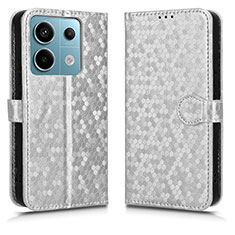 Custodia Portafoglio In Pelle Cover con Supporto C01X per Xiaomi Redmi Note 13 Pro 5G Argento