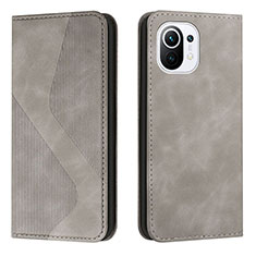 Custodia Portafoglio In Pelle Cover con Supporto C02 per Xiaomi Mi 11 5G Grigio