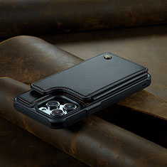 Custodia Portafoglio In Pelle Cover con Supporto C02S per Apple iPhone 15 Pro Max Nero