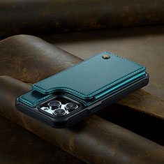 Custodia Portafoglio In Pelle Cover con Supporto C02S per Apple iPhone 15 Pro Max Verde