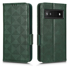 Custodia Portafoglio In Pelle Cover con Supporto C02X per Google Pixel 6a 5G Verde