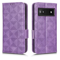 Custodia Portafoglio In Pelle Cover con Supporto C02X per Google Pixel 6a 5G Viola