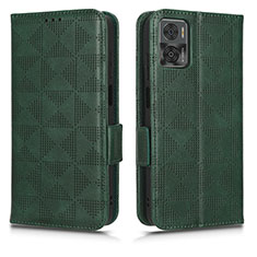 Custodia Portafoglio In Pelle Cover con Supporto C02X per Motorola Moto E22 Verde