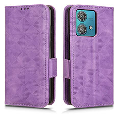 Custodia Portafoglio In Pelle Cover con Supporto C02X per Motorola Moto Edge 40 Neo 5G Viola