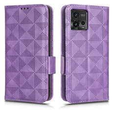 Custodia Portafoglio In Pelle Cover con Supporto C02X per Motorola Moto G72 Viola