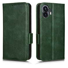 Custodia Portafoglio In Pelle Cover con Supporto C02X per Nothing Phone 2 Verde