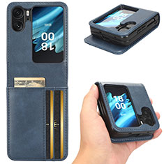 Custodia Portafoglio In Pelle Cover con Supporto C02X per Oppo Find N2 Flip 5G Blu